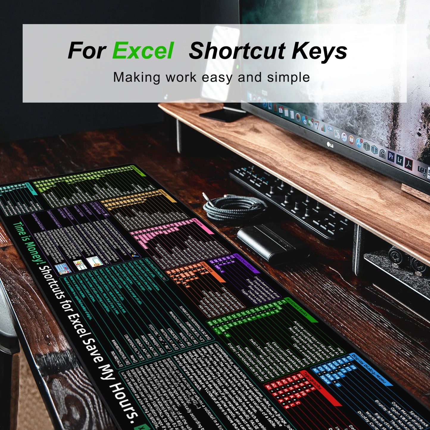 Excel Shortcuts Mouse Pad styled